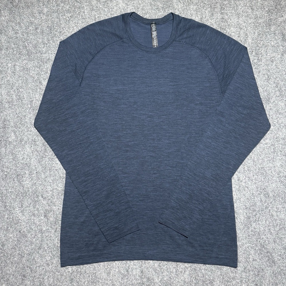 Lululemon Metal Vent Tech Shirt Men Medium Navy Heather Long Sleeve Top Workout